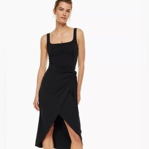 Wilfred by Aritzia “Saturn” Square Neck Wrap Midi Dress